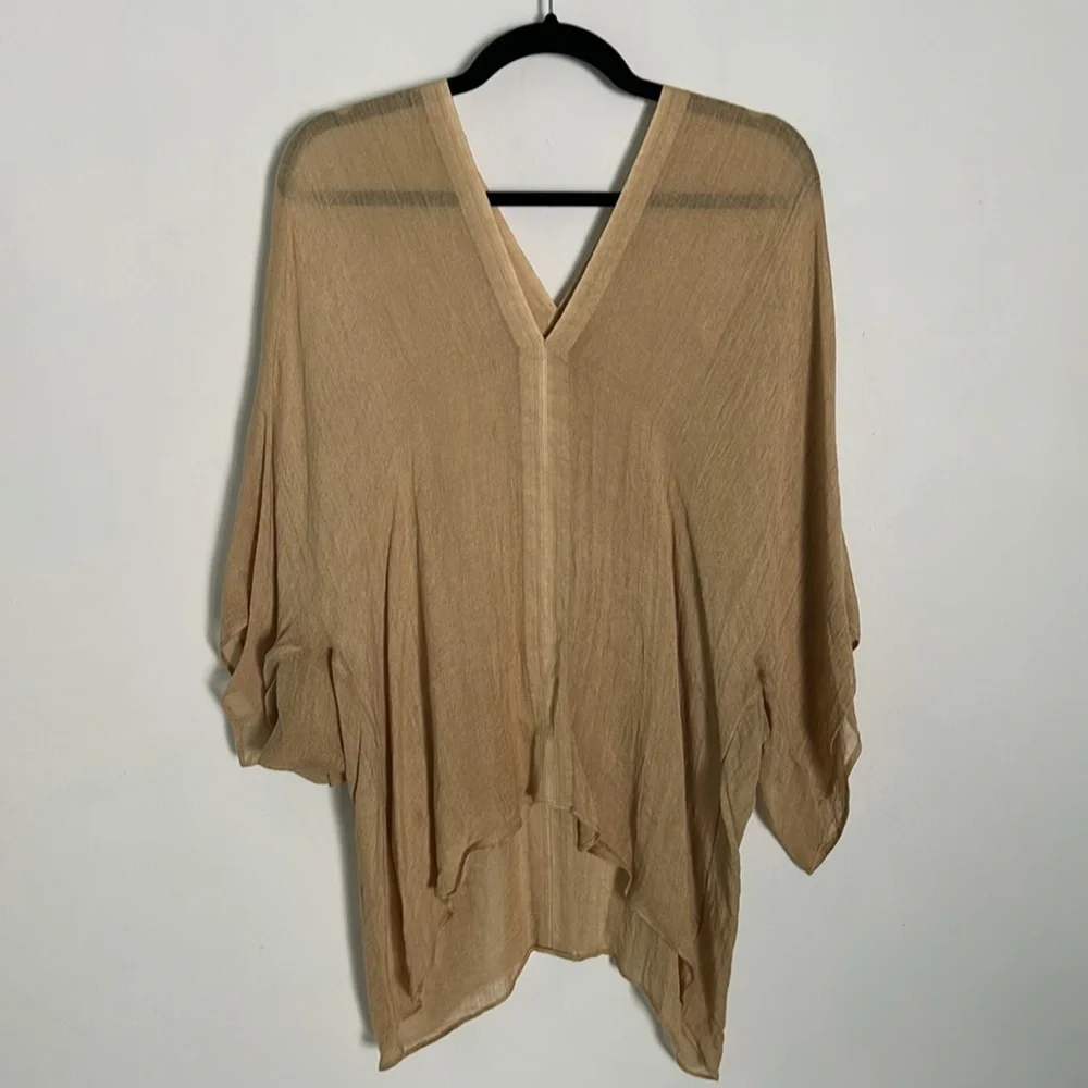Love Quotes One Size Tunic, Blouse, Cover-Up;  Linen Blend "Safari, Tan, Sand" - Picture 5 of 11